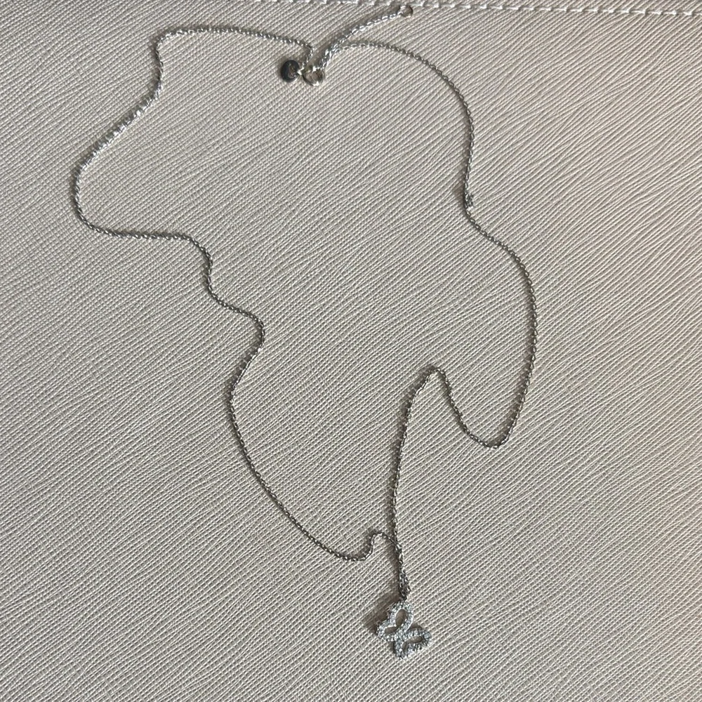 White Gold and Diamond Butterfly Pendant Necklace - Picture 2 of 7